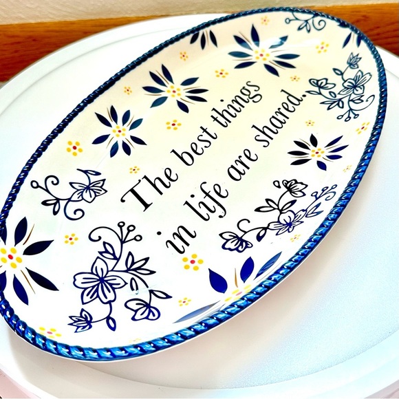 Temp-Tations By Tara 14” Oval “Best Things In Life Are Shared” Platter Tray - Picture 4 of 8